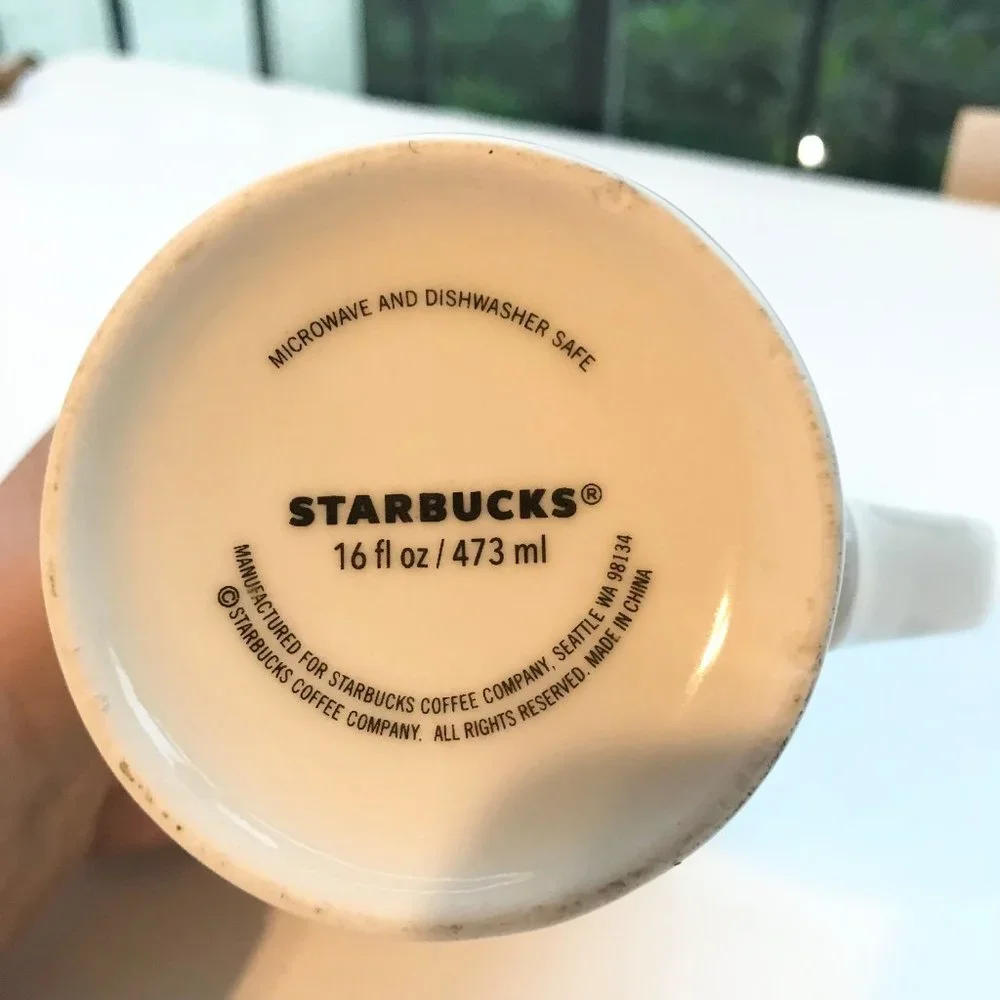 Starbucks Tall Ceramic Candy Striped Coffee Mug Cup Green Pink Blue Yellow